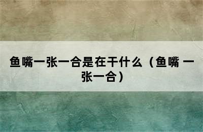 鱼嘴一张一合是在干什么（鱼嘴 一张一合）